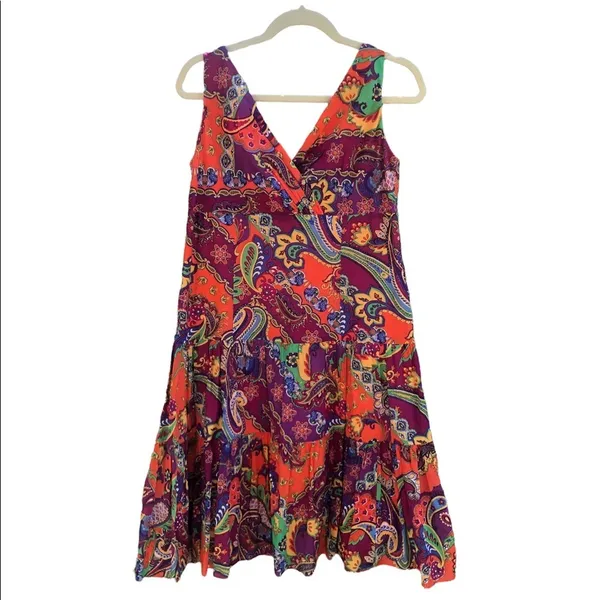 Ralph Lauren Vintage Bohemian Colorful Paisley Sundress - Image 2