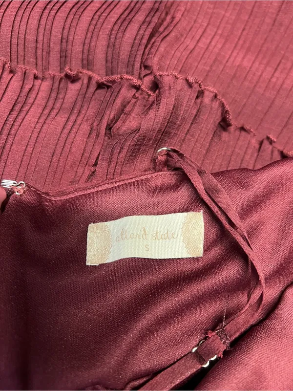 NWT Altar’d State Burgundy Pleated Tiered Mini Dress Size S - Image 9