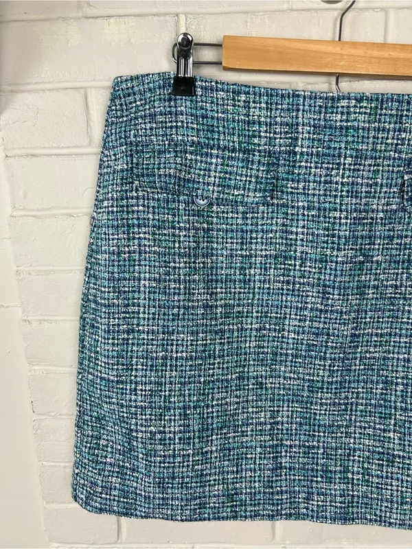 LOFT Blue Green Tweed Skirt Size 14 - Image 5