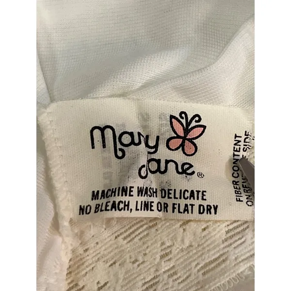 Vintage Mary Jane Full Slip Cream Nylon Lingerie 32 Used - Image 7