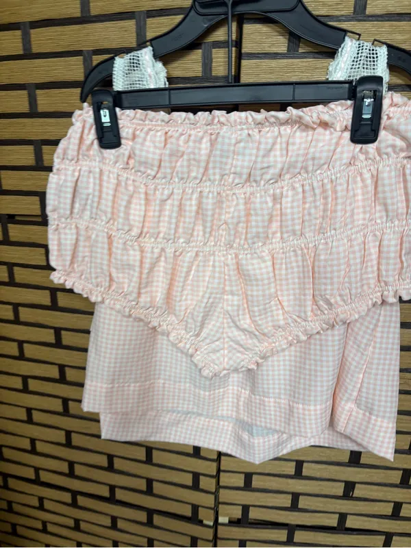 Lee pink and white sleep shirt set size small - Image 4