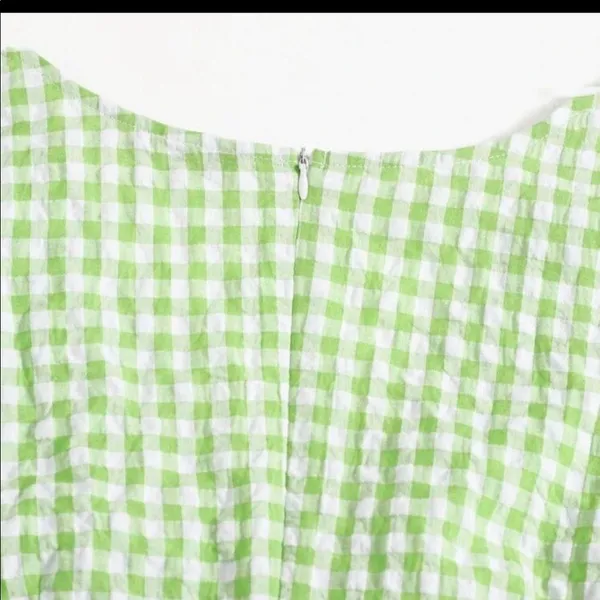 Boutique Ruched Cut Out Plaid Dress - Image 3