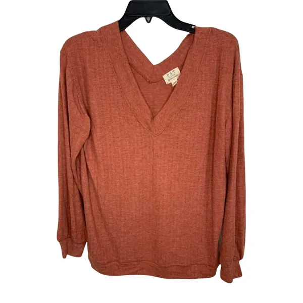 PST Heather Chilli V-neck Knit Sweater Ribbed Size Medium‎ NEW - Image 2