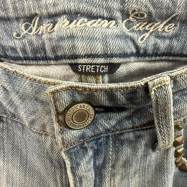 AMERICAN EAGLE Women’s Skinny Stretch Jeans SIZE 8R Studded Trim Distressed - Image 4