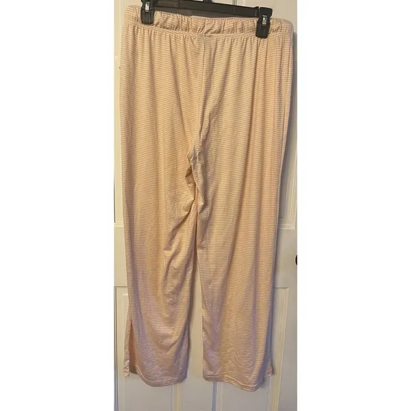 Tahari Pink/White Stripe Pajama Lounge Pants Size Large Polyester/Spandex NEW - Image 2