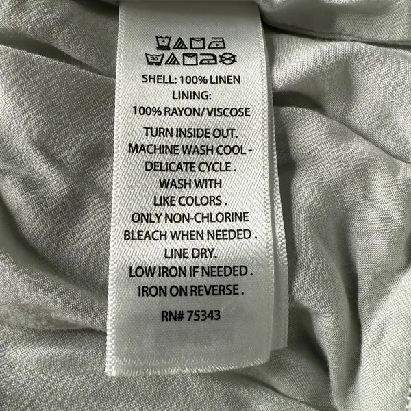 Tahari 100% Linen Wide Leg Crop Pants Small Gauzy Textured Pull On Pockets‎ Gray - Image 10