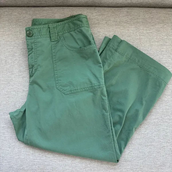 Vintage Rafaella Petites Pants 8P Green Wide Leg Crop Utility Y2K Gorpcore - Image 2