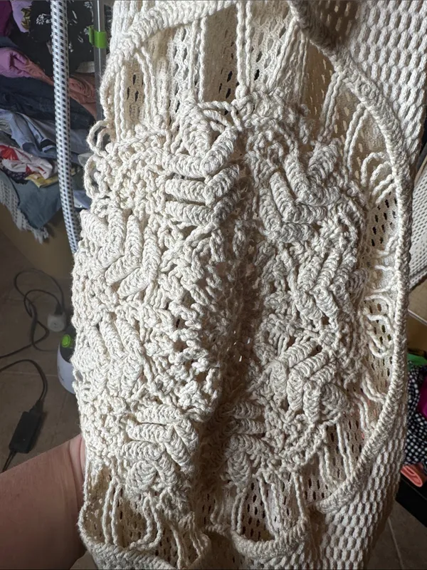 By Anthropologie Pearl Embellished Crochet Shrug Sweater Cream XS/S - Image 10