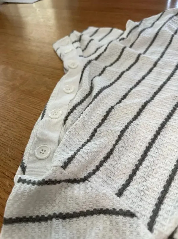 ARTICLES OF SOCIETY NWT waffle knit striped button collar detail, size Large - Image 3