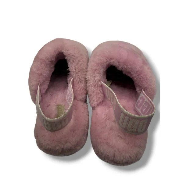 UGG Fluff Yeah Slide‎ Slippers Womens 8 Pink Sheepskin Fur Logo Strap Sandals - Image 6