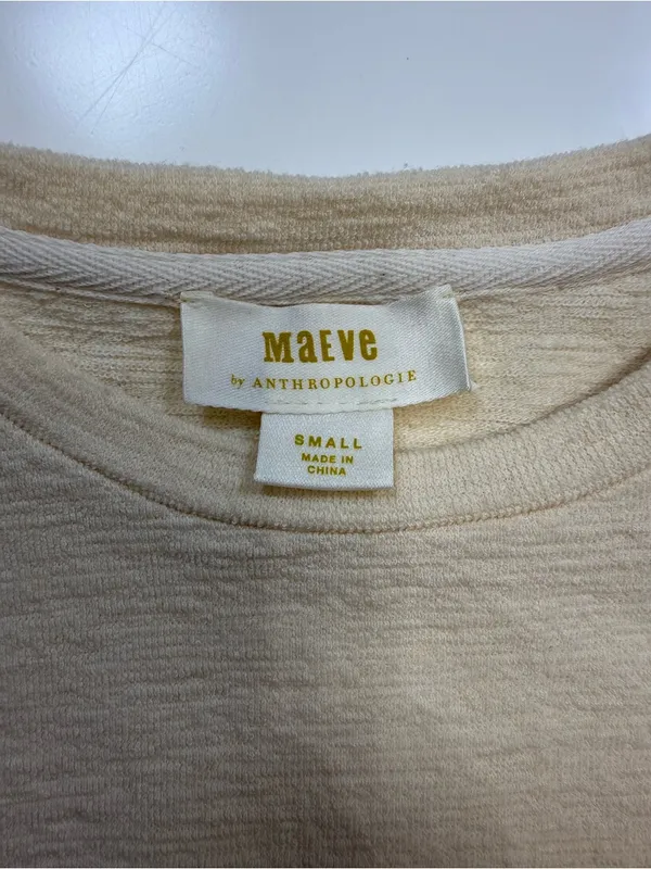 Maeve Anthropologie Cream Puff-Sleeve Knit Top - Image 4