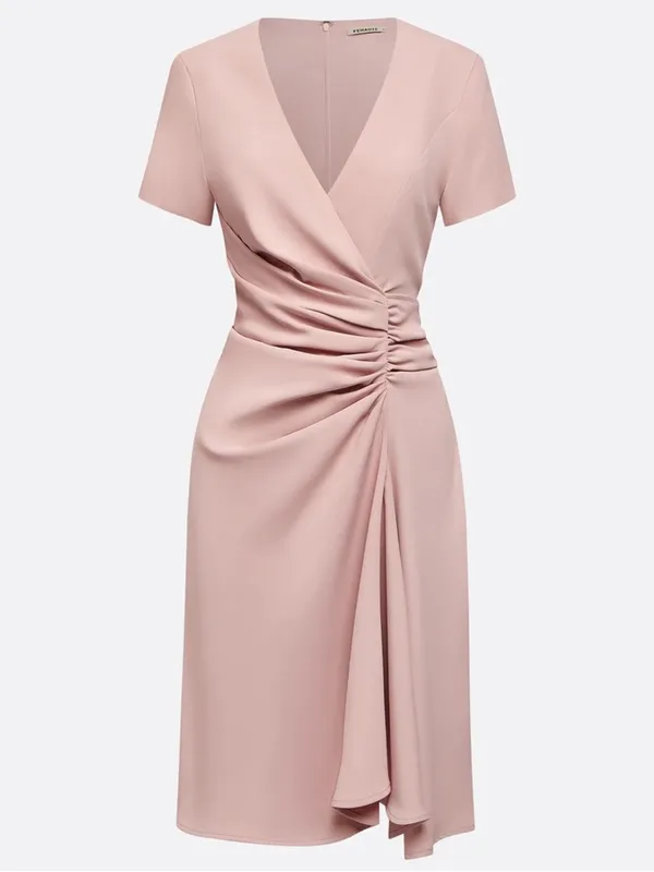 NWT Ruched Wrap Midi Dress in Blush Pink - Image 2