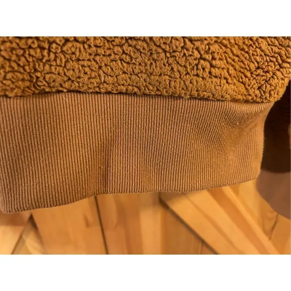 Athleta Womens XS Tugga Sherpa Hoodie Cattail Rust Drawstring Tie Rib Pullover ( - Image 4