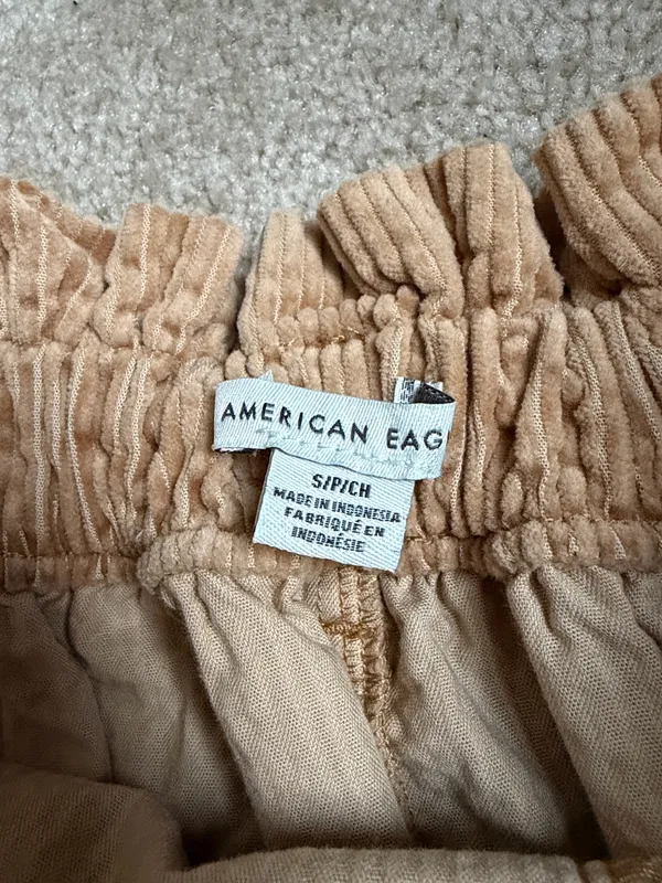 American Eagle Camel color corduroy tie-waist mini skirt - Image 2