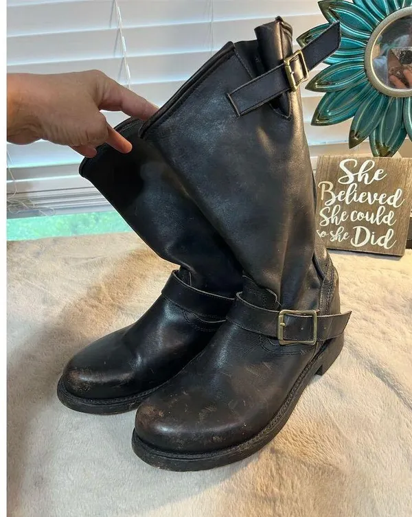 Freebird by Steven Men's Brown Leather Biker Boots Size 10 Mid-Calf - Image 15