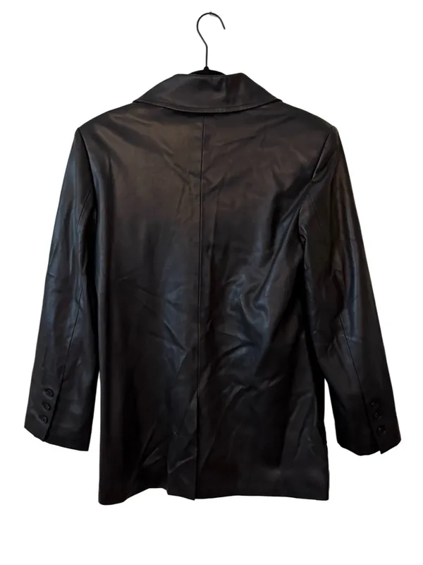 NIA Faux Leather Blazer Jacket – Black Size S - Image 8
