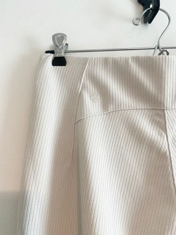 Lululemon Ribbed Softstreme Zip-Leg High-Rise Cropped Pants 25" in Bone Size 10 - Image 8