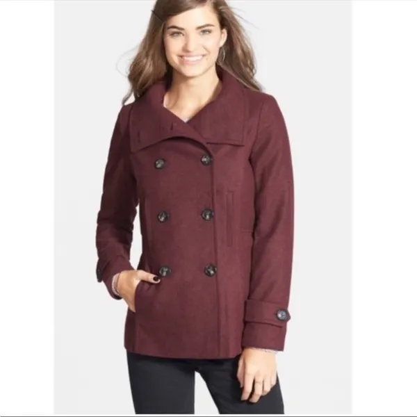 Thread & Supply Double Breasted Oxblood Peacoat Size Medium - Image 2