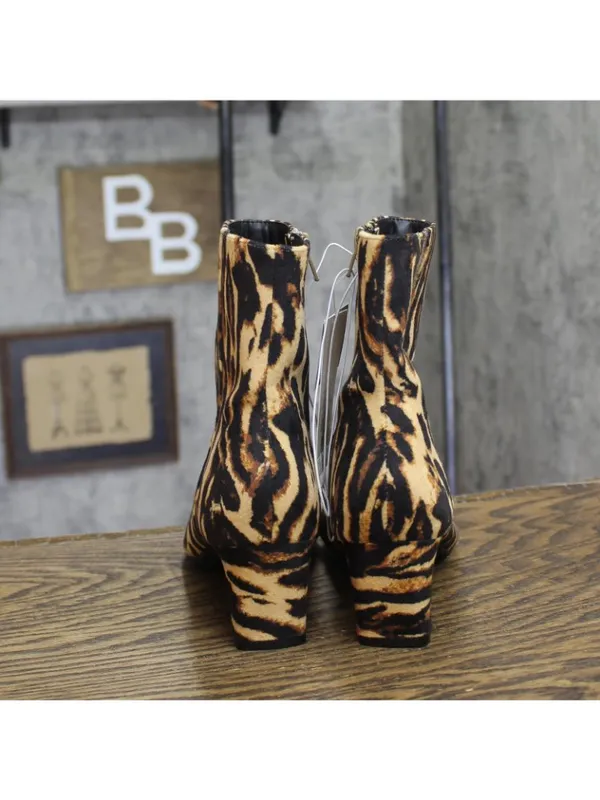 NWT A New Day Womens Tigris Boots Ankle Block Heel 94568626 Tiger Print Brown 7M - Image 5