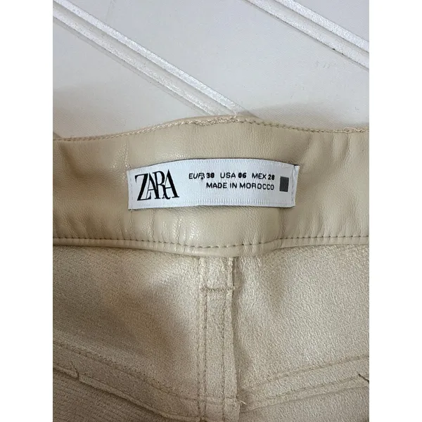 NWOT Zara Khaki High Waisted Straight Leg Pants Neutral Career Casual Womens 6 - Image 7