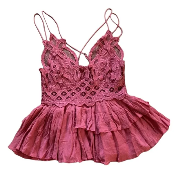 Free People intimacy Adella Cami in Sweet Red - Image 4
