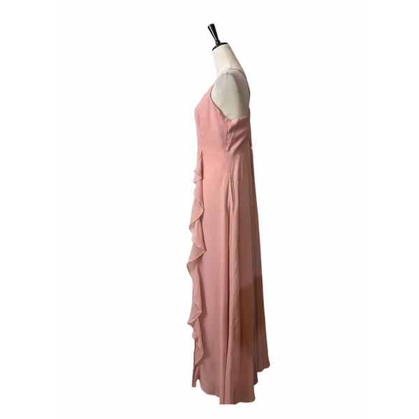 Birdy Grey Theresa Chiffon Gown Size L Ruffle Bridesmaid Dress Dusty Rose NWT - Image 7