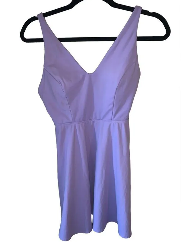 Unbranded purple athletic strappy cross back mini tennis dress - Image 6