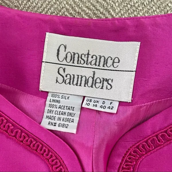 Vintage Constance Saunders Silk Jacket Wrap Skirt Raspberry 10 Pink - Image 11