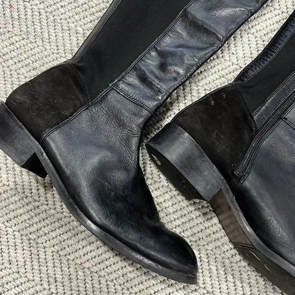 Luichiny Tall Boot Brown Leather and Fabric Over the Knee Riding Boots - Image 3