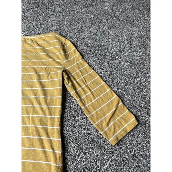 A New Day Women's yellow white striped quarter sleeve top size large - Image 8