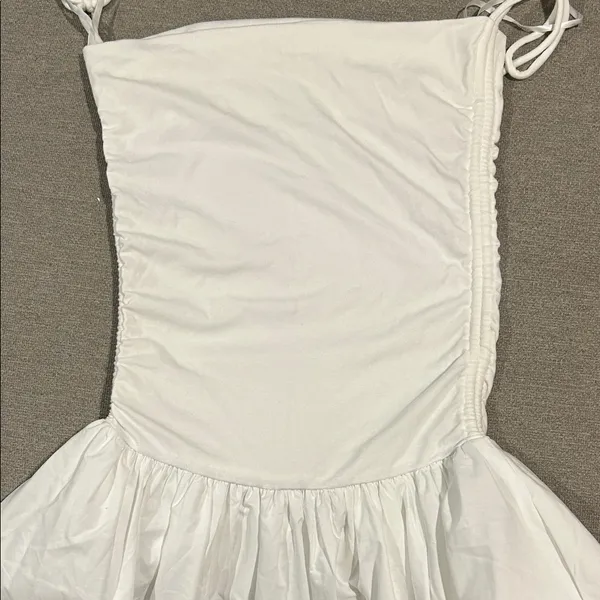 Commense White Sleeveless puffball Dress with Tie Details NWT - Image 4