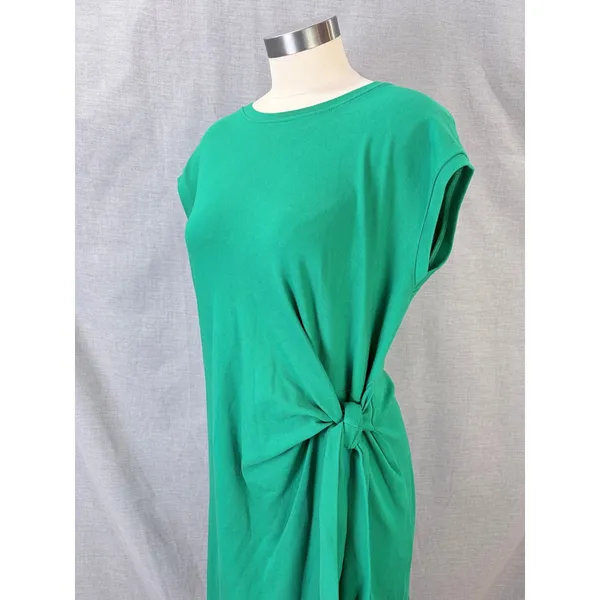 Gracia Green Side Knot‎ Midi Dress Cotton Stretch M Effortless - Image 5