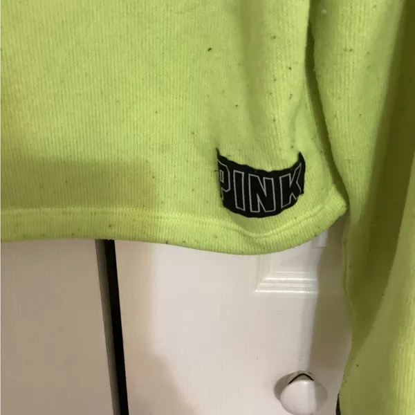 PINK Victoria's Secret Neon Green Hoodie - Image 2