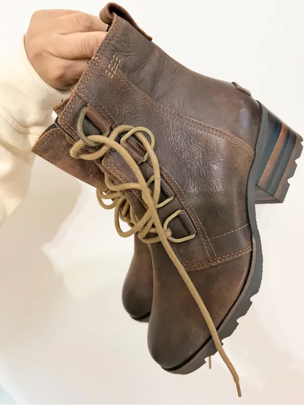 Sorel Cate Lace Waterproof Bootie Dark Brown Leather Boot NL3385-282 Womens 7.5 - Image 3
