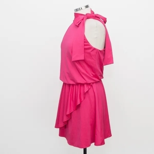 Black Halo. Pike High Neck Drape Front‎ Mini Dress. - Image 7