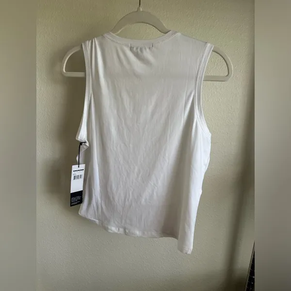 ZOBHA White Sleeveless Women's Top with tie in front. - Image 2