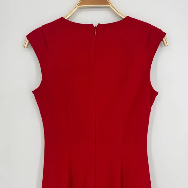 Calvin Klein Sheath Dress 4 Red Sleeveless Ruched Cocktail Party Wedding Guest - Image 6