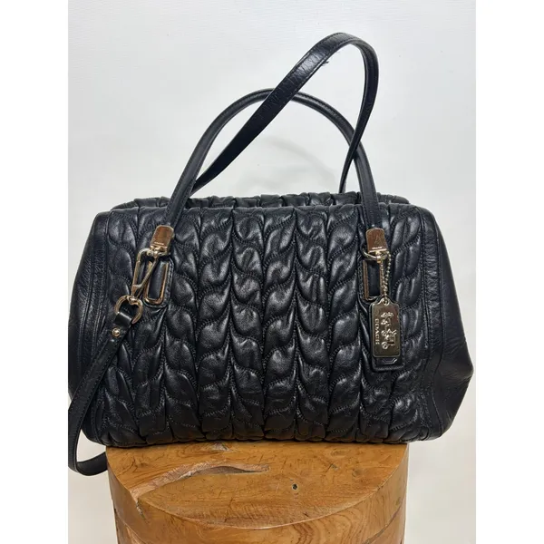 Coach Madison Gathered Leather Sophia Satchel Black Gold 25985 Handbag - Image 2