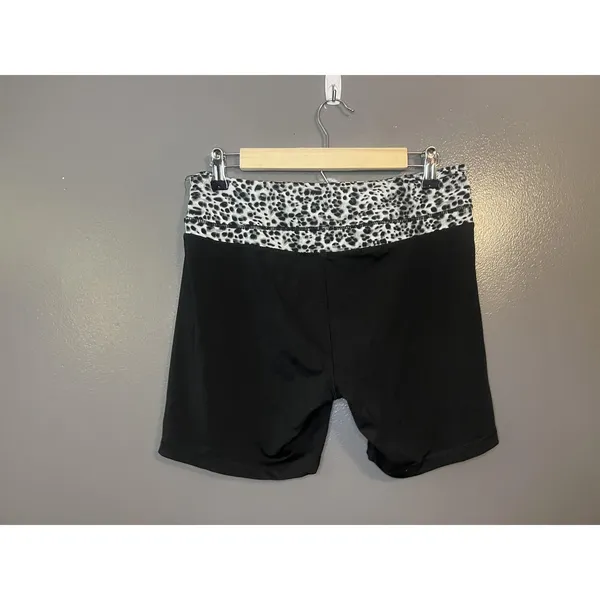 Aviva Yoga Shorts Womens XL Black Leopard Waist Stretch Activewear Running Gym - Image 2