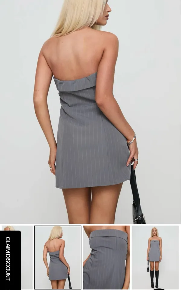 Princess Polly Strapless Mini Dress Gray - Image 4