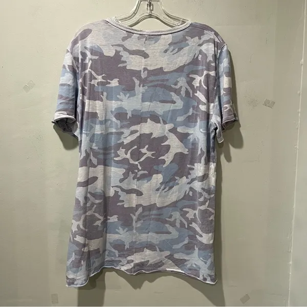 FREE‎ PEOPLE WE THE FREE Womens Camo Top Size Medium Blue Round Neck Cap sleeves - Image 10