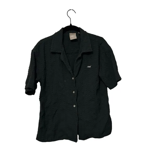 KITH 100% Cotton Dark Green Black Textured Button Up Shirt Size Medium - Image 2