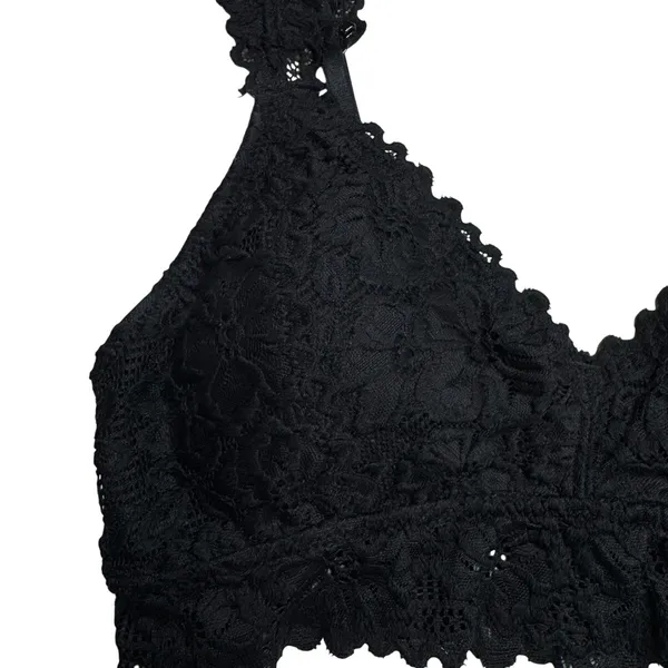 Black Floral Lace Bralette M Coquette Soft Goth Balletcore - Image 3