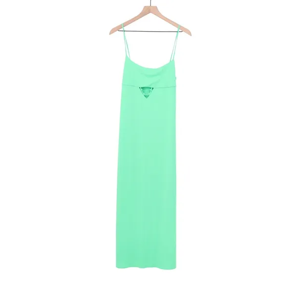 Zara Mint Green Cutout Midi Dress Spaghetti Strap Ring Detail M - Image 2