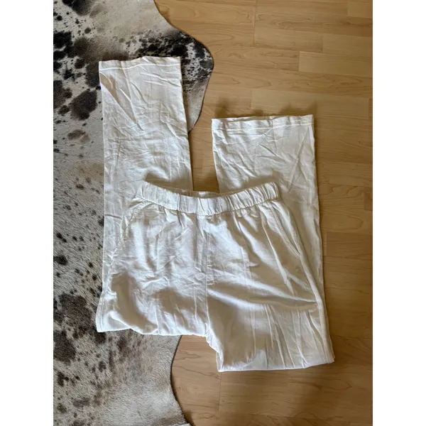 TALENTLESS White Wide Leg‎ Pull On Lounge Pants Size Large - Image 2