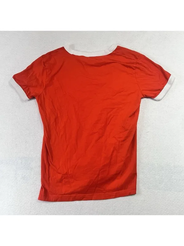 PINK Victoria's Secret Short Sleeve T-Shirt Medium Campus Ringer Crew Orange - Image 3