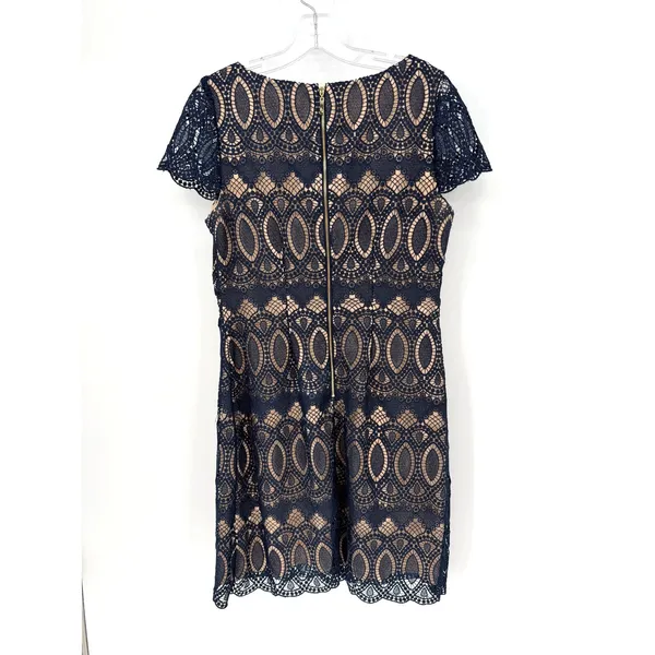 Eliza J Sheath Dress Womens 8 Navy Lace Wedding Guest Formal Feminine Romantic - Image 8