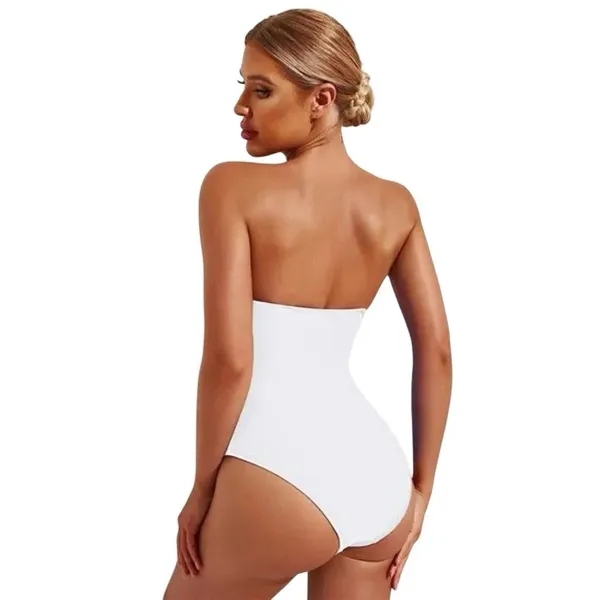 White Bridal Bandeau Strapless Wrap One Piece Swimsuit Medium - Image 4