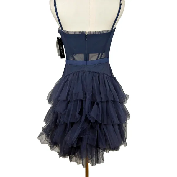 Betsy & Adam Women’s Blue Mesh-Trim Corset Dress Sz 6 NWT Cocktail Coquette - Image 5