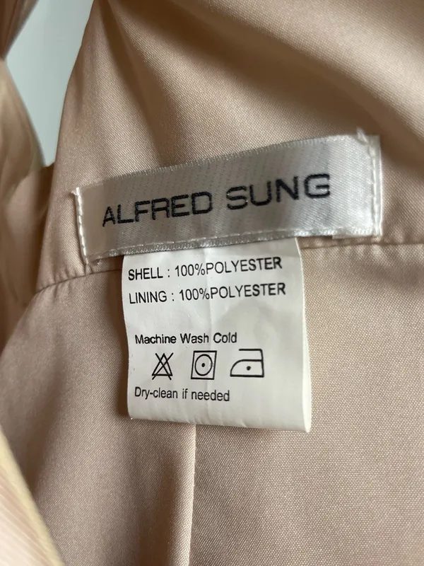 ALFRED SUNG Off-Shoulder Prom Dress in Tan - Size 0 - Image 3